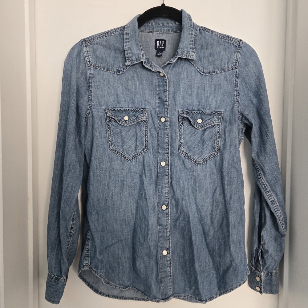GAP Light Blue Denim Shirt with Dark Navy Label